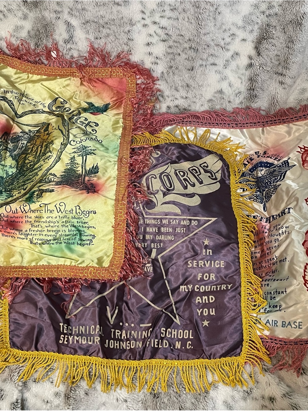 Vintage Souvenir "Sweetheart" Pillow Covers lot of 3